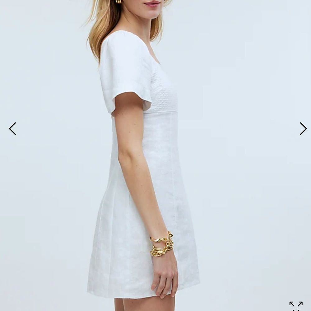 Madewell Square-Neck Mini Dress in 100% Linen Womens Size 6 White - Picture 5 of 12